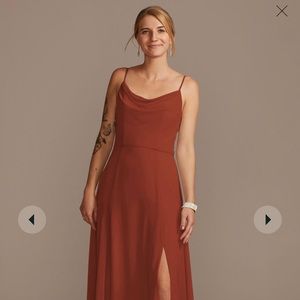 Davids Bridal Celebrate DB Studio Cowl Neck Chiffon Bridesmaid Dress